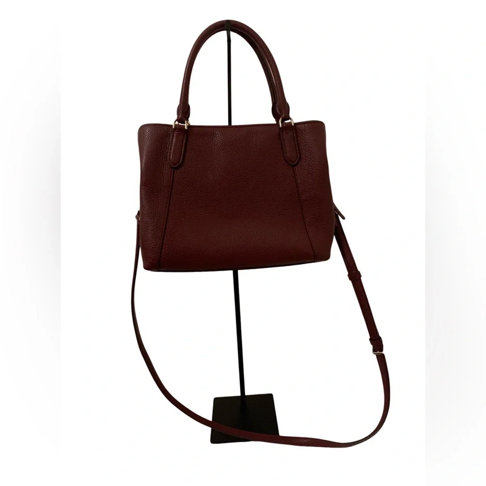 Kate Spade Jackson Pebble Leather Med. Triple Compartment Satchel Cherrywood Red